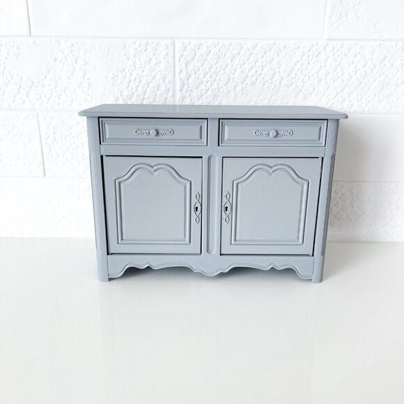 Barbie Miniature Dollhouse Gray French Cabinet Sideboard 1:6 Scale 3D Printed - Picture 2 of 6